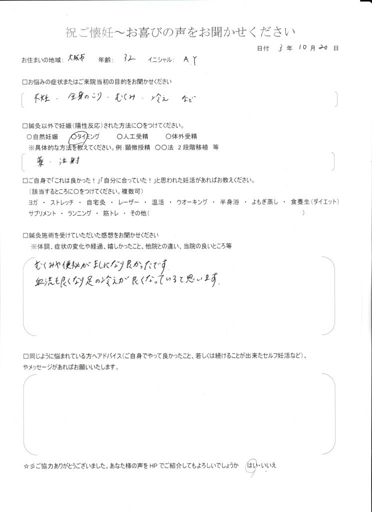 32歳患者様のご懐妊お喜びの声