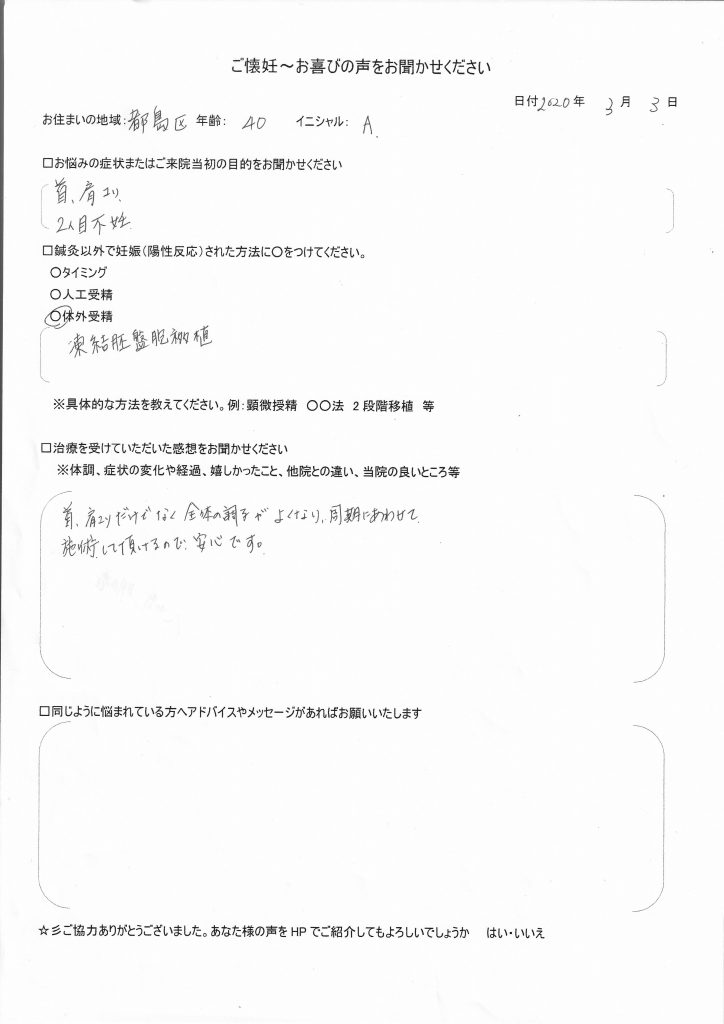 40歳患者様のご懐妊お喜びの声